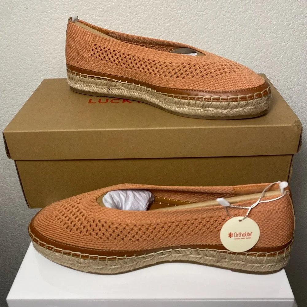 NWB Lucky Brand Women's Orena Knit Corange Espadrille Platform Flats Size 7